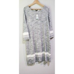Hilary Radley Women's 3/4 Sleeve Dress, X-Large, Grey / Ivory
